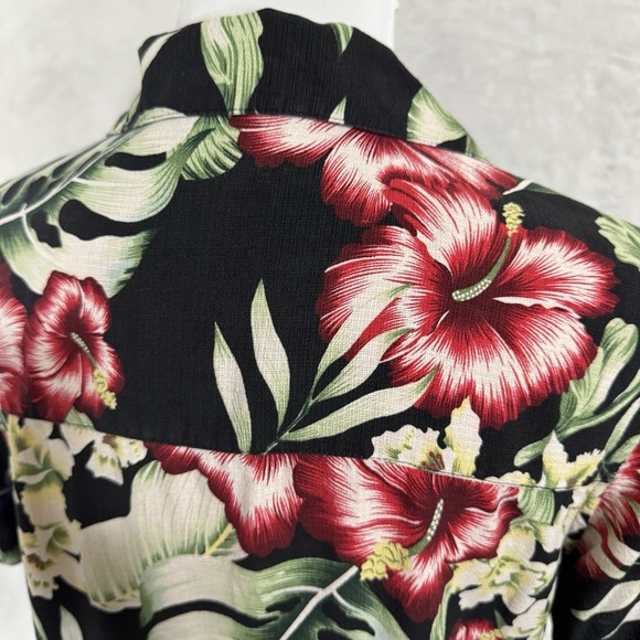Vintage Bill Blass 100% Pure Silk Hawaiian Button Down Shirt Size M Hibiscus 90s - Picture 2 of 13